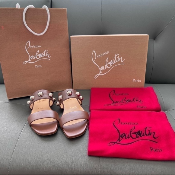 NEW Authentic CHRISTIAN LOUBOUTIN Simple Bille embellished sandals size 37 - Picture 1 of 14